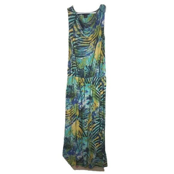 Calvin Klein Jeans Maxi Floral Tank Dress Drape Front Neck Abstract Art Flowy Sm - Picture 1 of 6